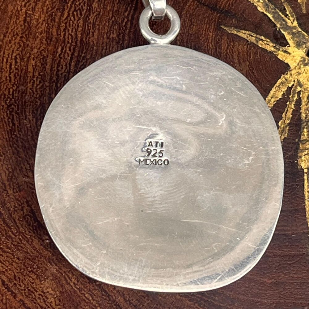 Vintage Sand Dollar Necklace 925 Large Shell Pendant ATI Mexico jewelry - Picture 7 of 10
